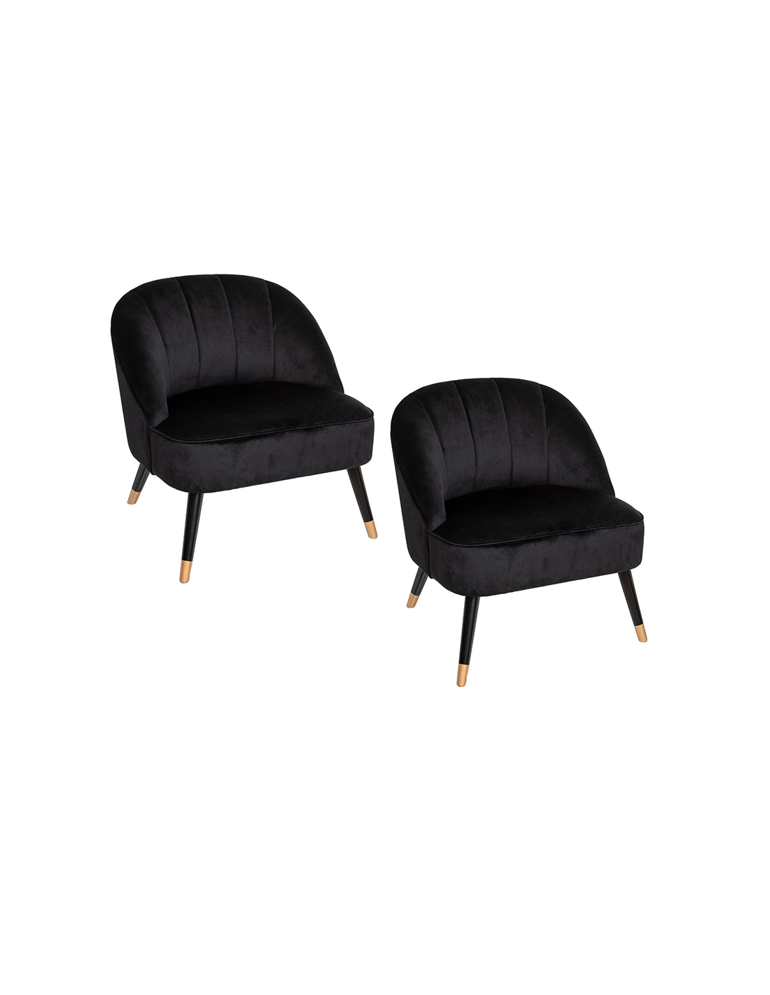 Lot De Fauteuil Velours Naova Noir Atmosphera