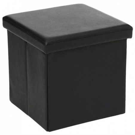 Pouf carré noir - Coffre de rangement pliant