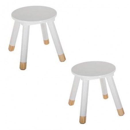 Lot De 2 Tabourets Enfant Blanc Atmosphera