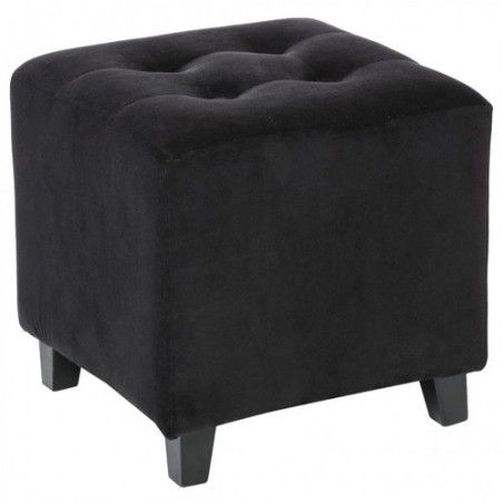 Pouf en velours Noir Leandre