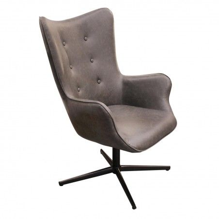 Fauteuil Helsinki PU Gris Home Deco Factory