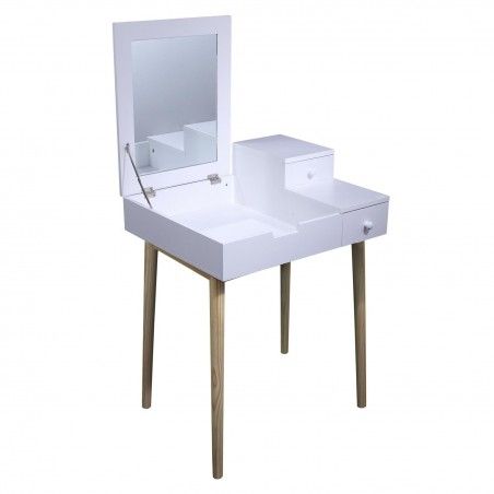 Coiffeuse Elsa Avec Miroir Blanche Home Deco Factory