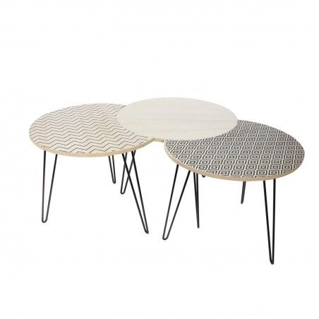 Set De 3 Tables Basses Gris Home Deco Factory