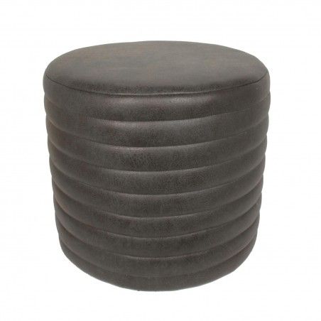 Pouf Rond Pu Noir Home Deco Factory