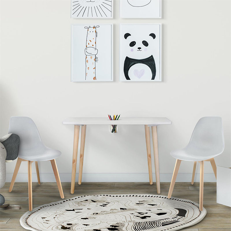 Table avec pot crayons + 2 chaises enfant Gris