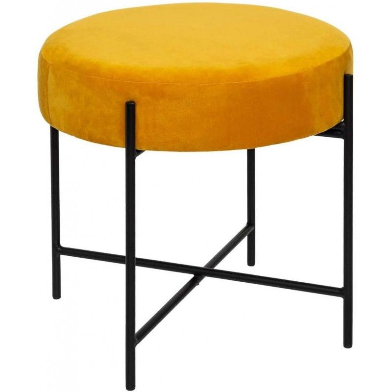 Tabouret Velours Arty Jaune Ocre Atmosphera