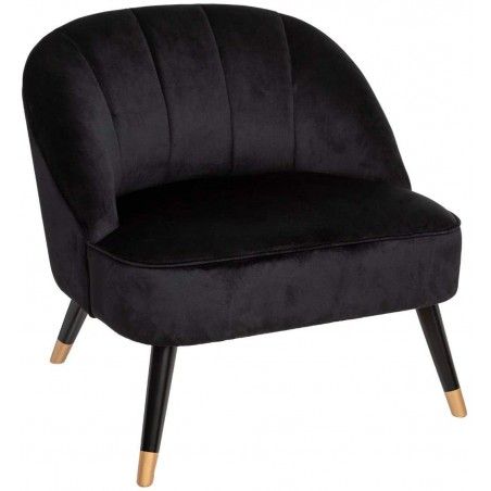 Fauteuil En Velours Naova Noir Atmosphera