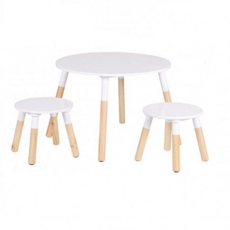 Table enfant avec 2 tabourets Blanc Judy Wild