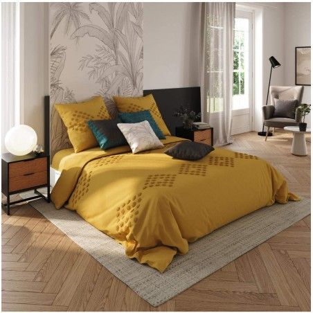 Parure De Lit Coton Lavé 240 X 220 Jaune Atmosphera