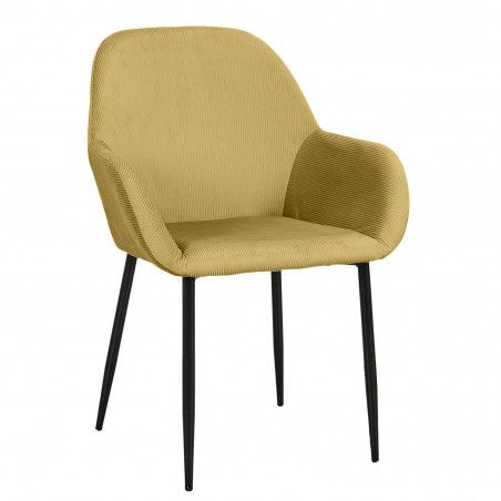 Fauteuil En Velours Côtelé Giulia Jaune Home Deco Factory