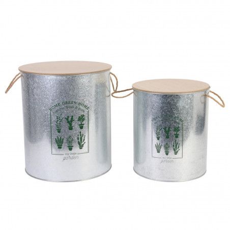 Lot De 2 Poubelles Coffre Métal Home Deco Factory