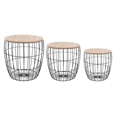 Lot De 3 Tables Café Atomic Noires Atmosphera