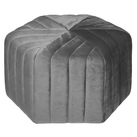 Pouf En Velours Seis Gris Atmosphera