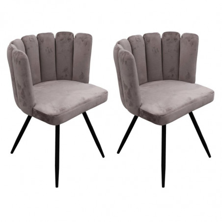 Lot De 2 Chaises En Velours Ariel Gris Home Deco Factory