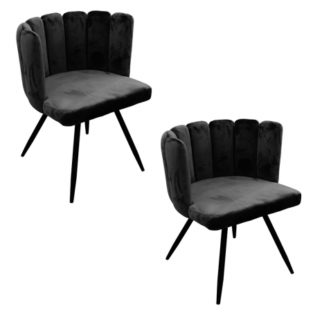 Lot De 2 Chaises En Velours Ariel Noir Home Deco Factory