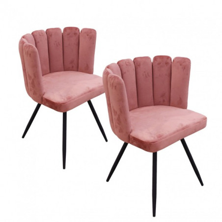 Lot De 2 Chaises En Velours Ariel Rose Home Deco Factory