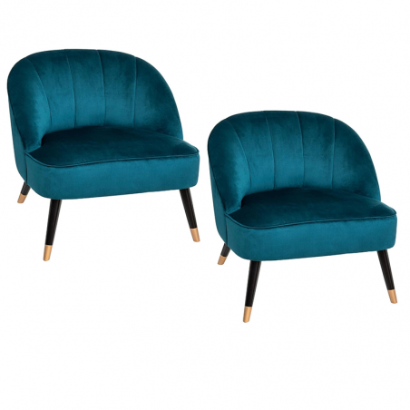 Lot De 2 Fauteuil Velours Naova BLEU Atmosphera