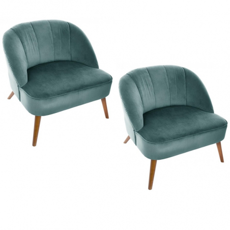 Lot De 2 Fauteuil Velours Naova VERT Atmosphera