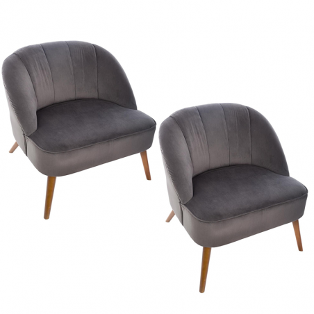 Lot De 2 Fauteuil Velours Naova GRIS Atmosphera