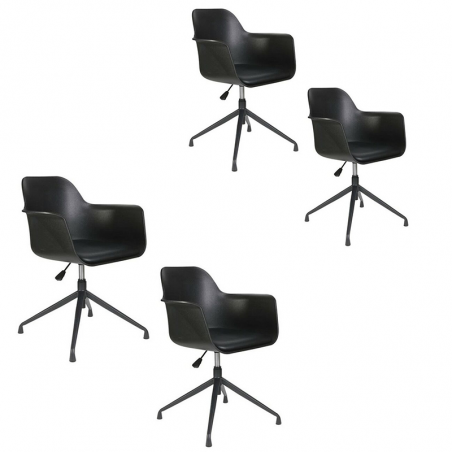 Lot De 4 Fauteuils Pivotants Chicago Noir Home Deco Factory