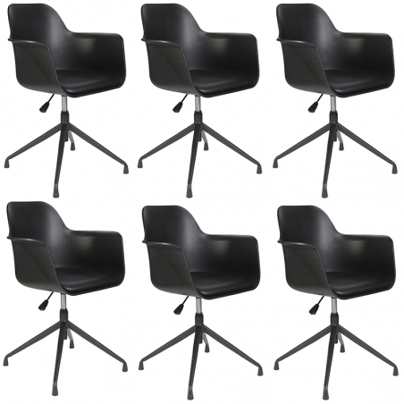 Lot De 6 Fauteuils Pivotants Chicago Noir Home Deco Factory