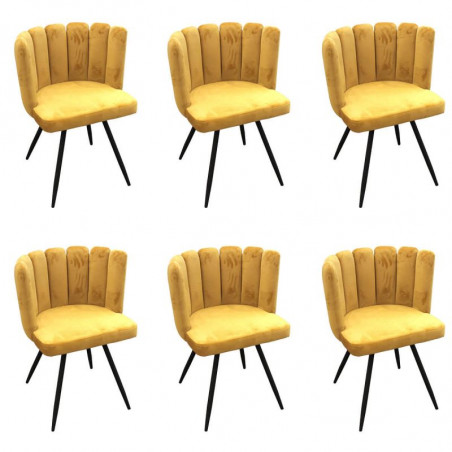 Lot De 6 Chaises En Velours Ariel Jaune Home Deco Factory