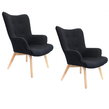 Lot De 2 Fauteuils Helsinki Noir Home Deco Factory