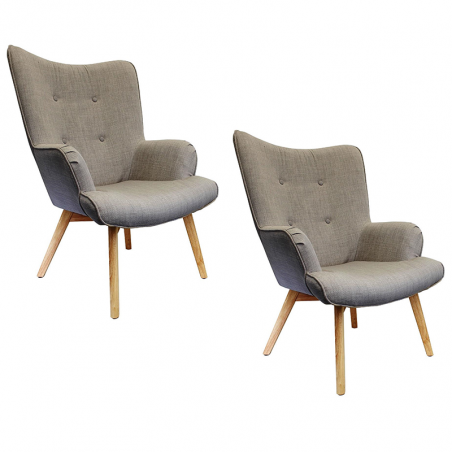 Lot De 2 Fauteuils Helsinki Gris Home Deco Factory