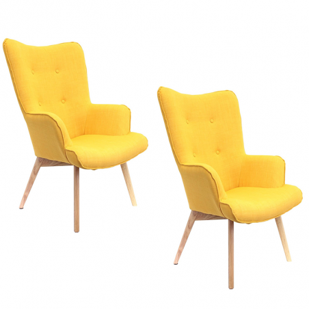 Lot De 2 Fauteuils Helsinki Jaune Home Deco Factory