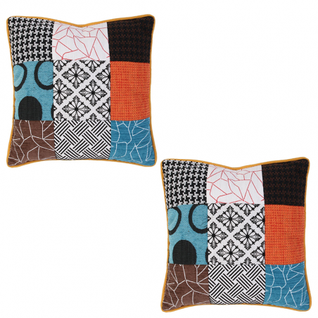 Lot De 2 Coussins Patchwork Coloré Home Deco Factory