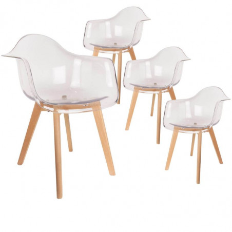 Lot de 4 Fauteuils Scandinaves Transparents