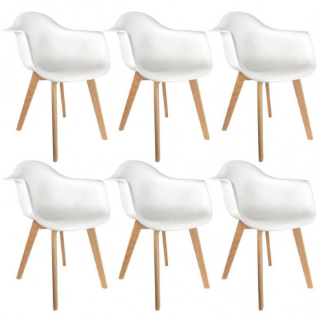 Lot De 6 Fauteuils Polypropilène Blanc Home Deco Factory