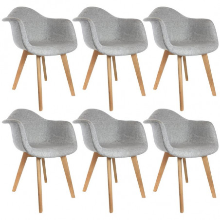 Lot De 6 Fauteuils Scandinaves Gris