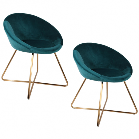 Lot De 2 Fauteuils Velours Karl Bleu Home Deco Factory