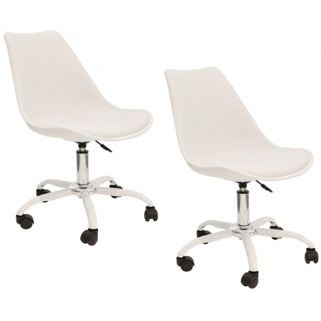 Lot De 2 Chaises A Roulettes Kiruna Blanches