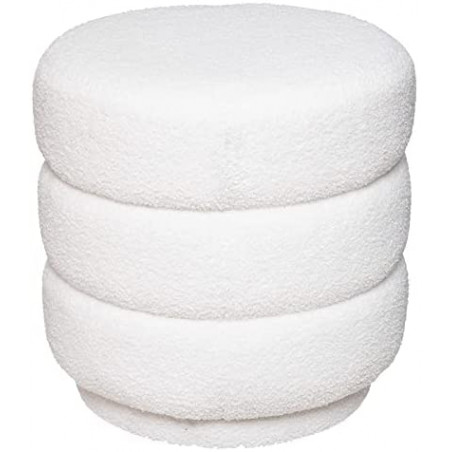 Pouf Velours Blanc Sinan Atmosphera