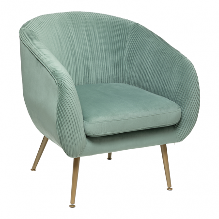 Fauteuil Velours Plissé Vert Jade Solaro Atmosphera