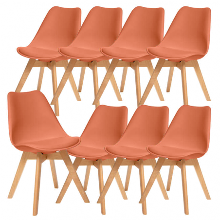 Lot De 8 Chaises Diner Baya Terracotta Atmosphera