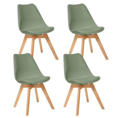 Lot De 4 Chaises Diner Baya Vert Kaki Atmosphera