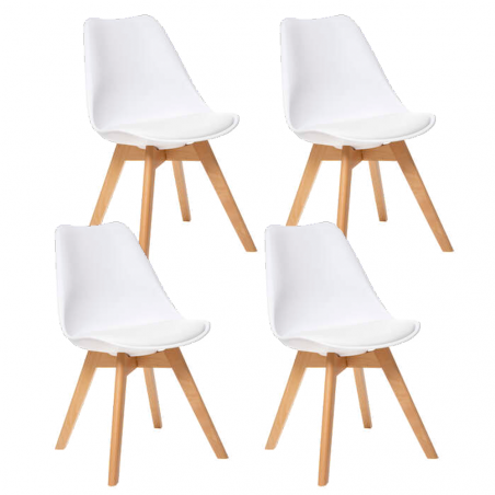 Lot De 4 Chaises Diner Baya Blanc Atmosphera