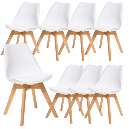 Lot De 8 Chaises Salle A Manger Baya Blanc Atmosphera