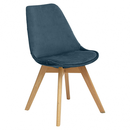 Chaise Velours Baya Bleu Canard Atmosphera