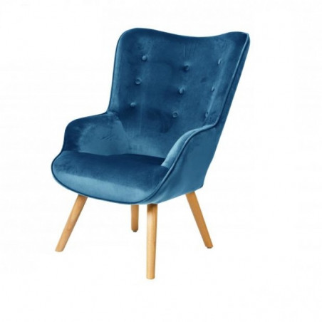 Fauteuil De Salon En Velours Bleu Nuit Home Deco Factory