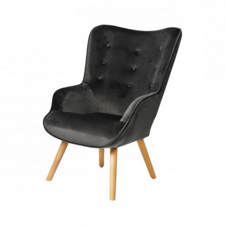 Fauteuil De Salon En Velours Gris Foncé Home Deco Factory