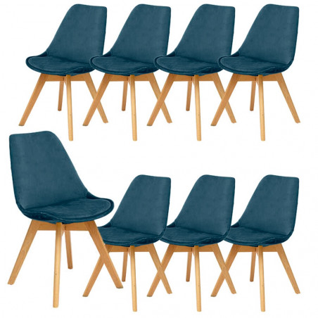 Lot de 8 Chaises Velours Baya Bleu Canard Atmosphera