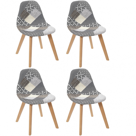 Lot De 4 Chaises Patchwork Gris Home Deco Factory