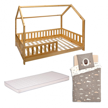 Lit Enfant Avec Matelas Et Parure De Lit Ours