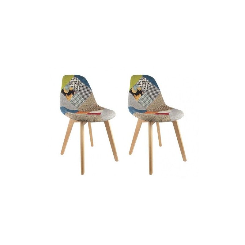 Lot de 2 Chaises design Scandinave Patchwork coloré