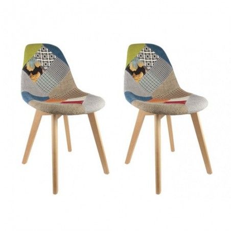 Lot de 2 Chaises design Scandinave Patchwork coloré