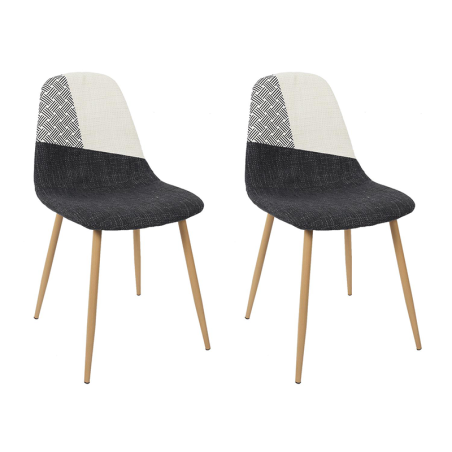 Lot De 2 Chaises First Patchwork Noir Blanc Home Deco Factory